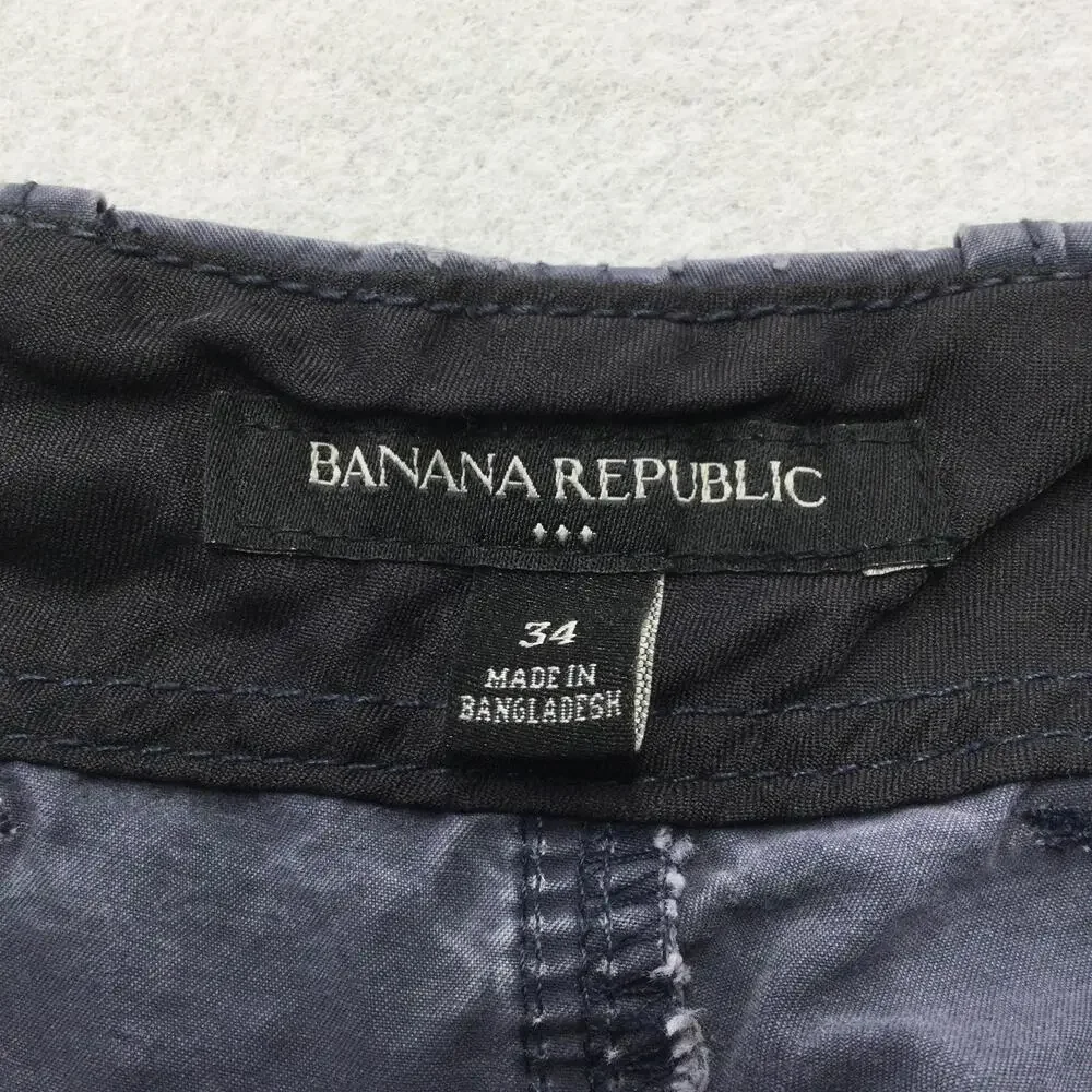 Banana Republic Cargo Shorts Mens 34 Gray Cotton Canvas 11 Inseam Casual Pockets